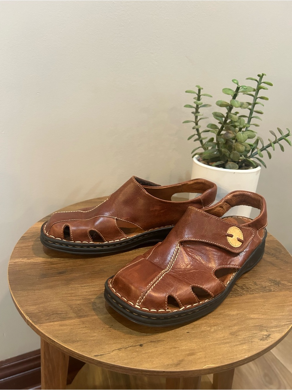 Josef Seibel Women Brown Leather Fisherman Comfort Sandals EU39 US 8/8.5 Velcro